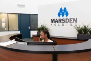 The Marsden headquarters lobby and reception desk